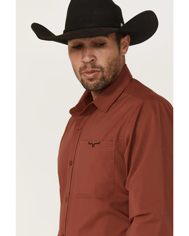 Kimes Ranch Men's Linville Solid Long Sleeve Button-Down Stretch Western Shirt