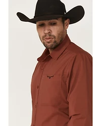 Kimes Ranch Men's Linville Solid Long Sleeve Button-Down Stretch Western Shirt