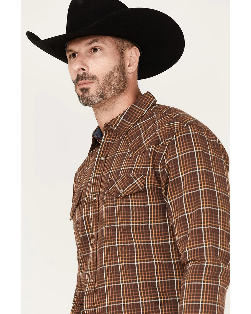 Cody James Men's Rusty Nail Plaid Print Long Sleeve Snap Western Flannel Shirt