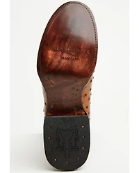 Tanner Mark Men's Ostrich Print Western Boots - Broad Square Toe