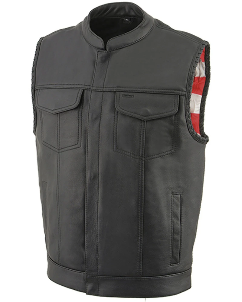 Milwaukee Leather Men's Old Glory Laced Arm Hole Concealed Carry Leather Vest - 5X