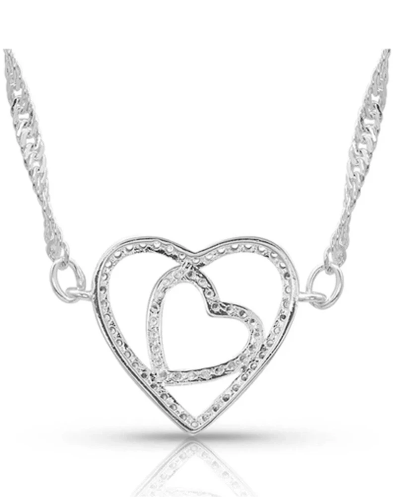 Montana Silversmiths Women's Double Open Heart Split Necklace