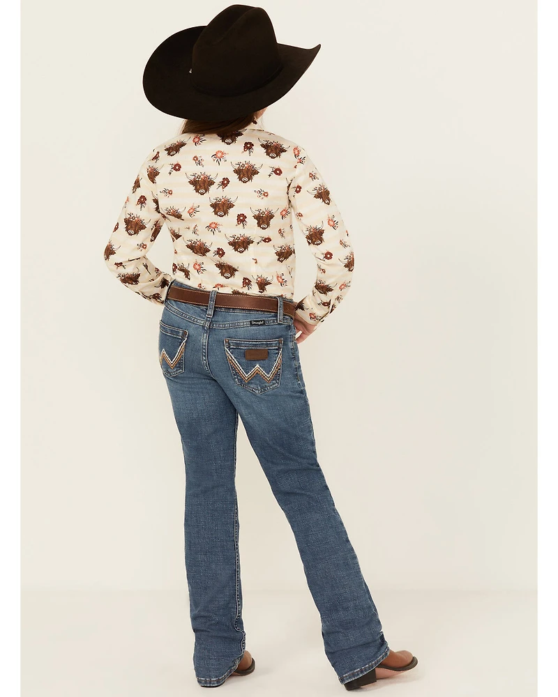 Wrangler Girls' Hanna Dark Wash Bootcut Stretch Denim Jeans