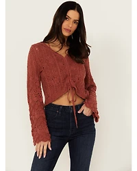 Shyanne Women's Bell Sleeve Cropped Crochet Sweater