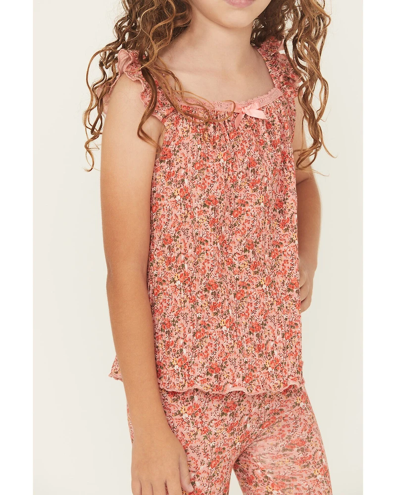 Shyanne Girls' Ditsy Floral Print Ruffle Sleeve Shirt