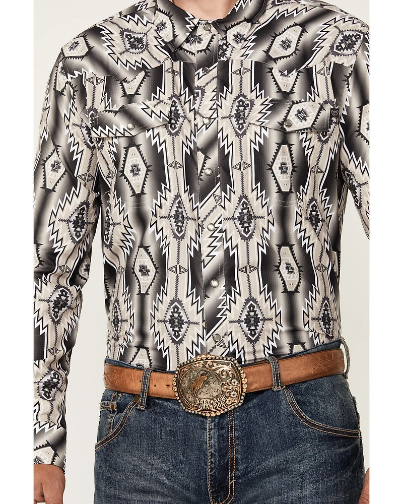 Rock & Roll Denim Men's Tek Southwestern Print Long Sleeve Snap Western Shirt