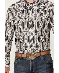 Rock & Roll Denim Men's Tek Southwestern Print Long Sleeve Snap Western Shirt