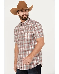 Moonshine Spirit Men's Steel Drum Plaid Print Short Sleeve Western Snap Shirt
