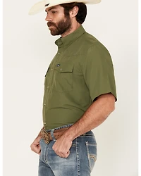 Wrangler Men's Solid Short Sleeve Snap Performance Western Shirt