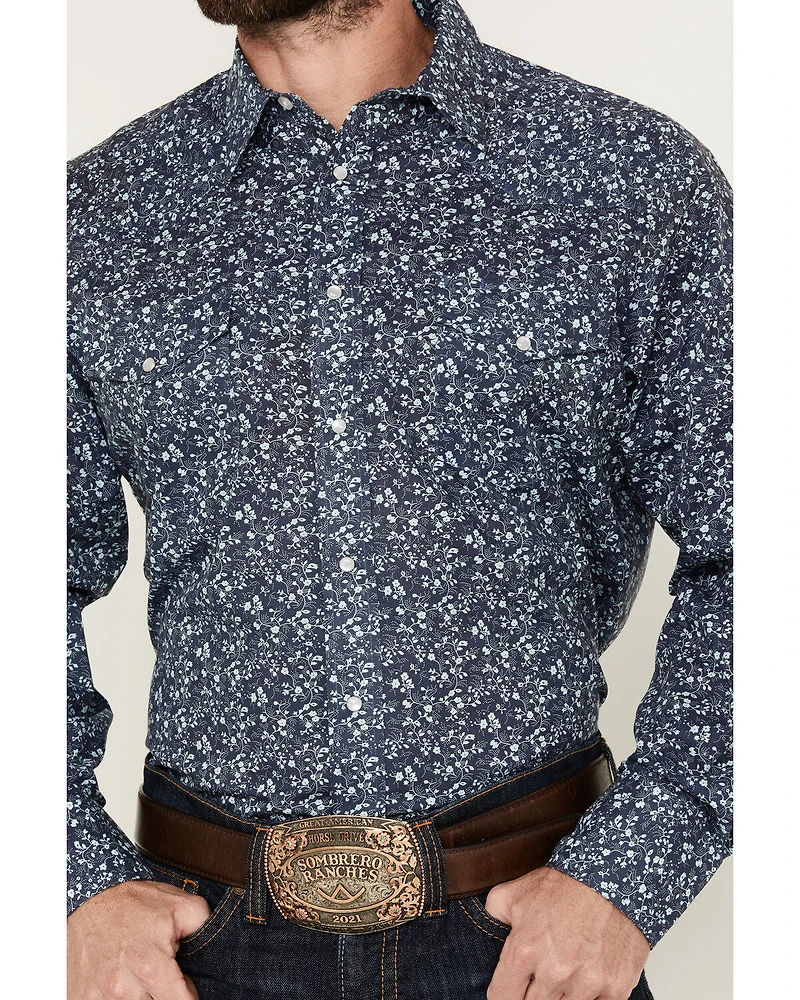 Roper Men's Floral Print Long Sleeve Pearl Snap Western Shirt