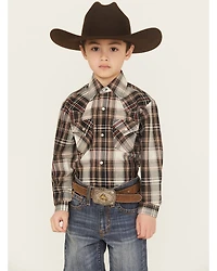 Ely Walker Boys' Plaid Print Long Sleeve Snap Western Shirt