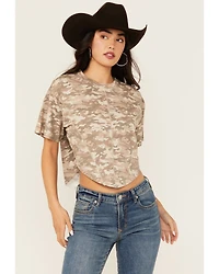 Youth Revolt Women's Camo Print Short Sleeve Seamed Tee