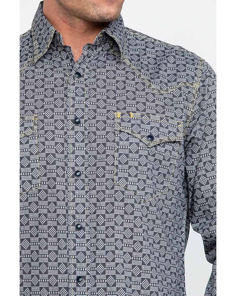Tin Haul Men's Metal Logo Print Long Sleeve Western Shirt