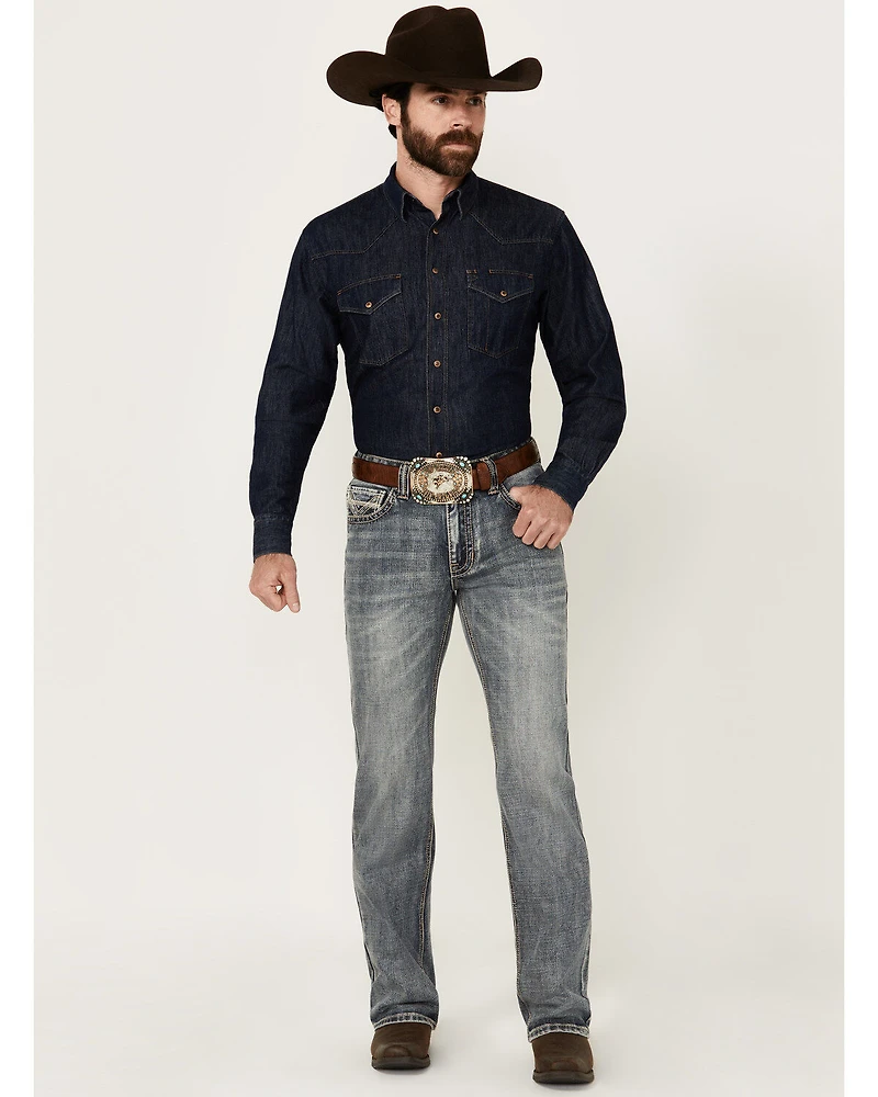 Rock & Roll Denim Men's Double Barrel Medium Wash Relaxed Bootcut Jeans