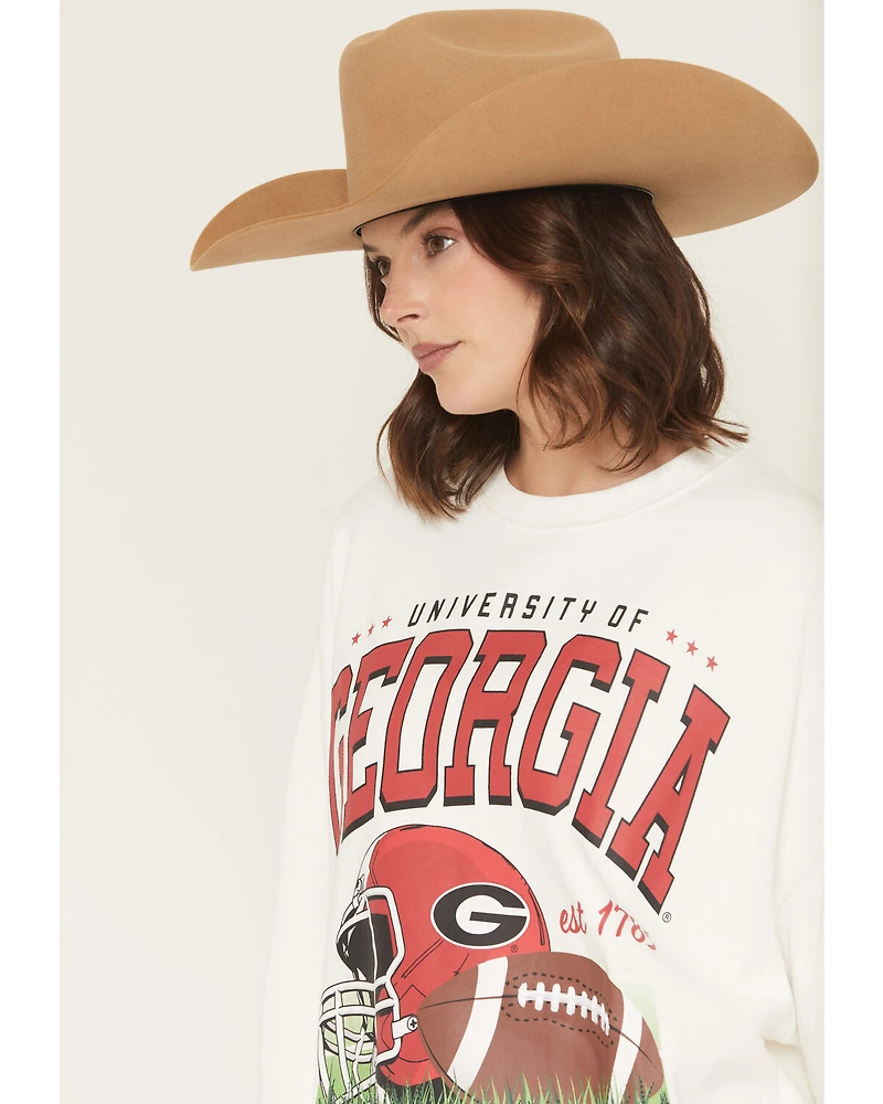 Gameday Women's UGA Bulldogs Helmet Embroidered Graphic Crewneck