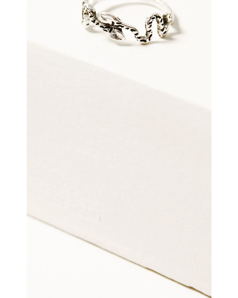 Shyanne Women's 6-piece Silver Hamsa Snake Moonstone Ring Set