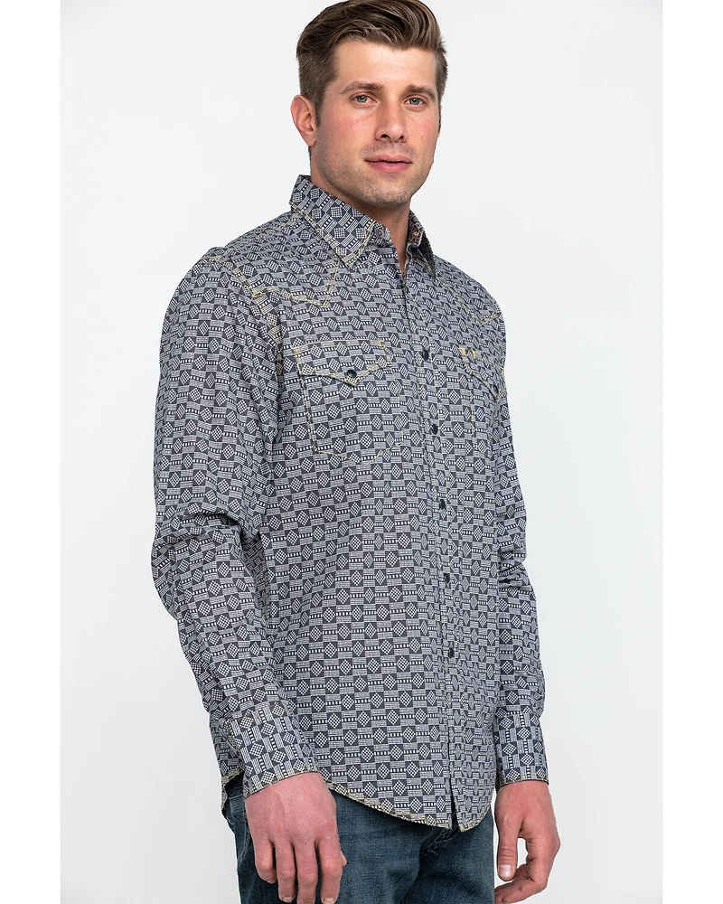 Tin Haul Men's Metal Logo Print Long Sleeve Western Shirt