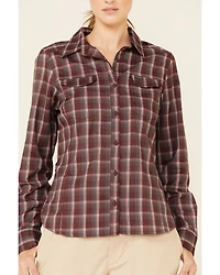 Columbia Women's Malbec Plaid Print Ridge Lite Long Sleeve Button-Down Western Shirt