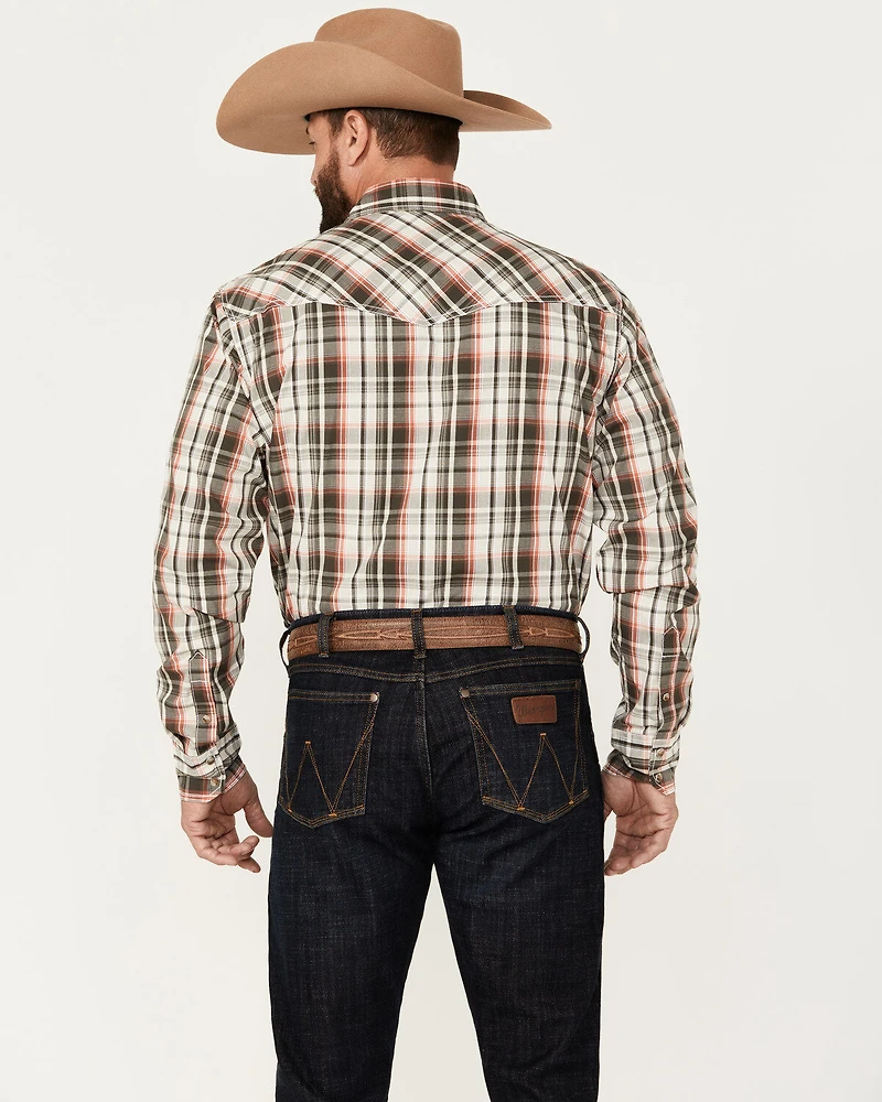 Wrangler Men's 20X Plaid Print Long Sleeve Snap Western Shirt