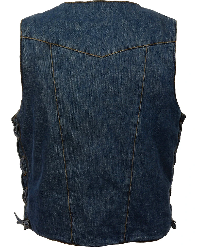 Milwaukee Leather Men's 10 Pocket Side Lace Denim Vest - 3X