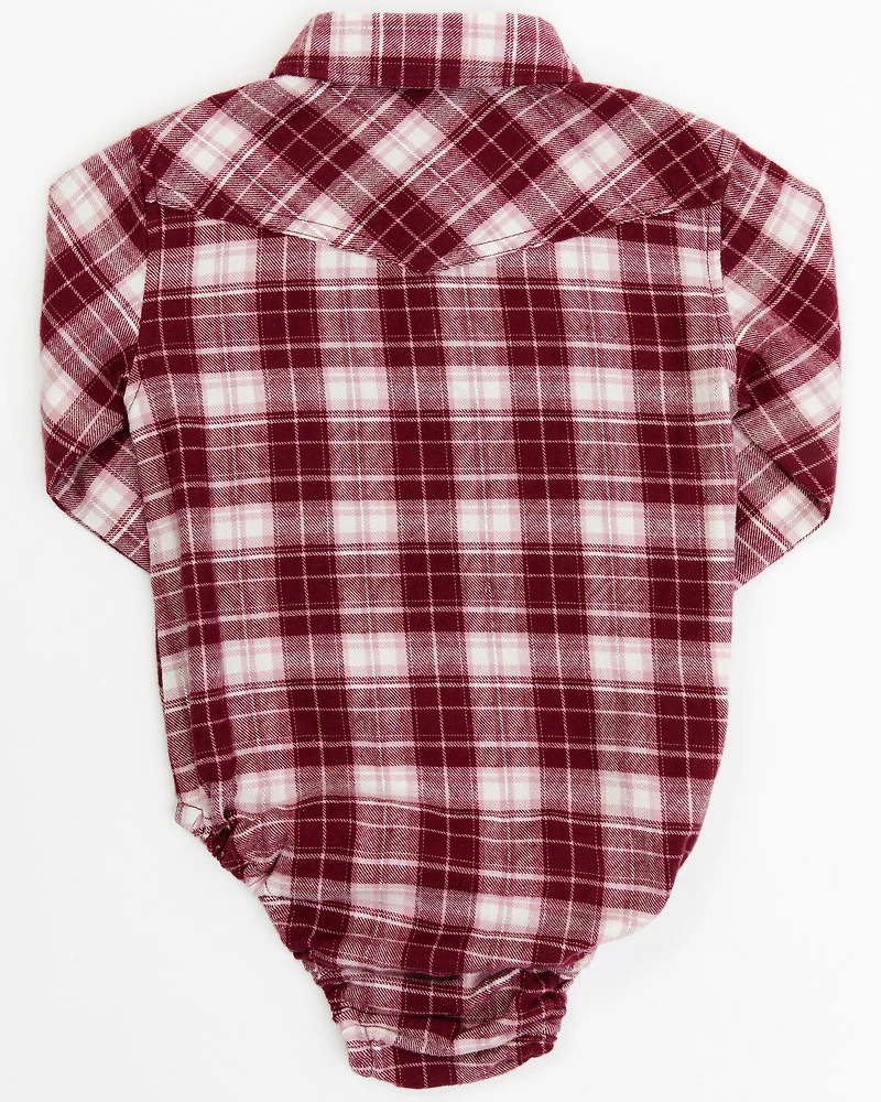 Shyanne Infant Girls' Holiday Plaid Print Long Sleeve Onesie