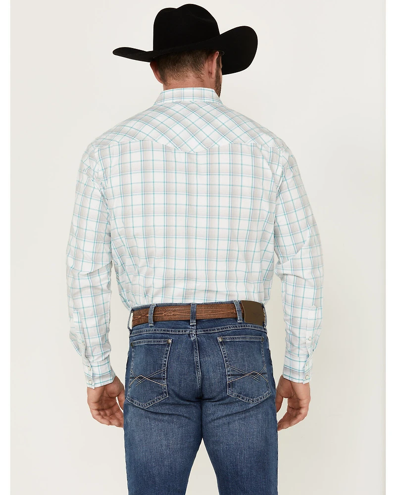 Wrangler 20X Men's Advanced Comfort Plaid Print Long Sleeve Snap Stretch Western Shirt