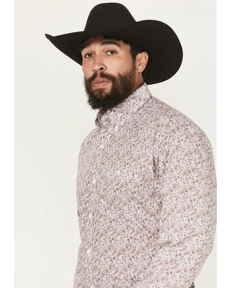 Wrangler Men's Paisley Print Long Sleeve Button-Down Stretch Western Shirt - Tall