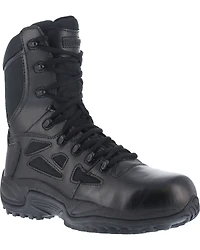 Reebok Men's Stealth 8" Lace-Up Black Side-Zip Work Boots - Soft Toe