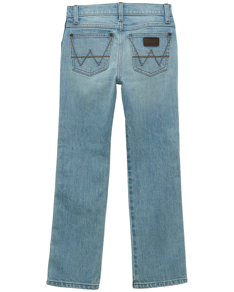 Wrangler Retro Boys' Mendenhall Light Wash Slim Straight Stretch Denim Jeans