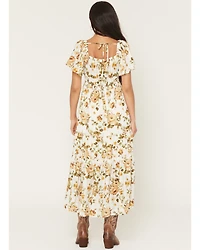 Wild Moss Women's Floral Print Short Sleeve High-Low Dress