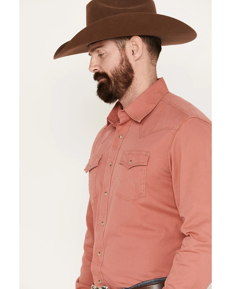 Wrangler Retro Men's Premium Solid Long Sleeve Snap Western Shirt