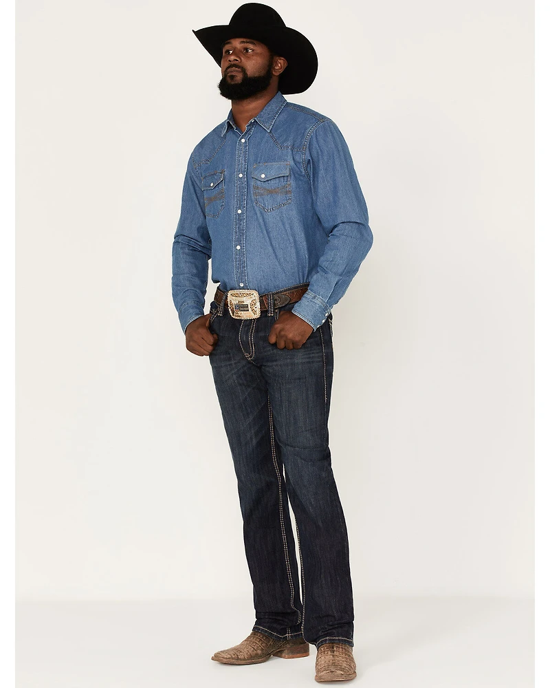Rock & Roll Denim Men's Dark Wash Pistol Stackable Reflex Bootcut Jeans