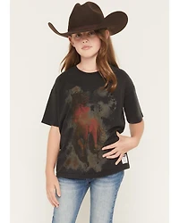 Wrangler X Lainey Wilson Girls' Watercolor Horse Short Sleeve Oversized Graphic Tee