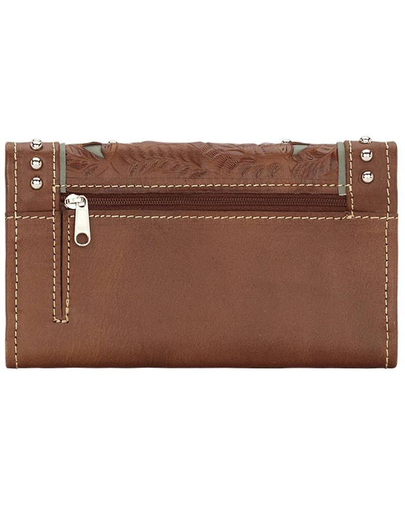 American West Lady Lace Tri-Fold Leather Wallet