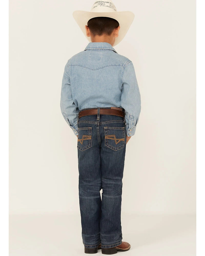 Cody James Boys' Saguaro Dark Wash Mid Rise Stretch Slim Bootcut Jeans