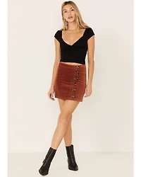 Wishlist Women's Side Button Corduroy Mini Skirt