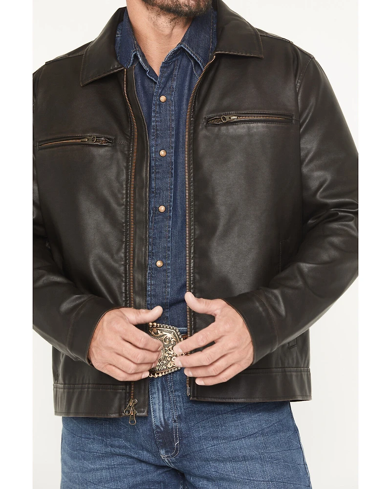 Cody James Men's Faux Leather Moto Jacket