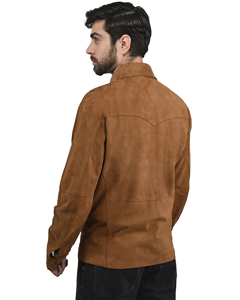 Frye Men's Solid Suede Snap Western Shirt