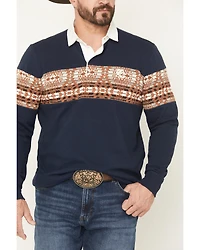 RANK 45® Men's Border Striped Rugby Polo Shirt