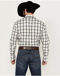 Wrangler Men's Plaid Print Long Sleeve pearl Snap Stretch Western Shirt