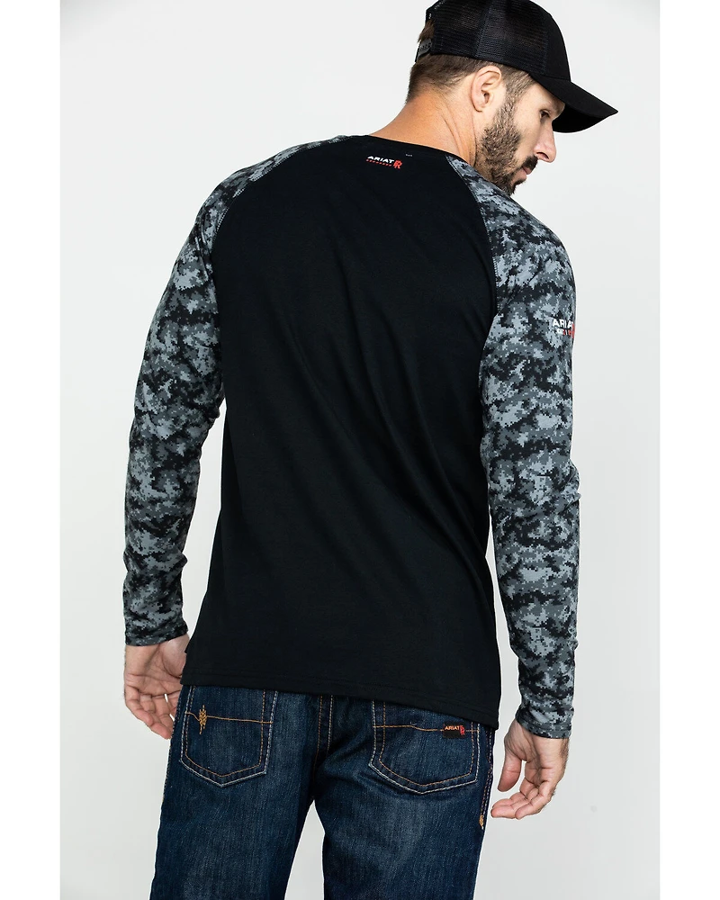 Ariat Men's Camo FR Baseball Long Sleeve Work Shirt - Tall