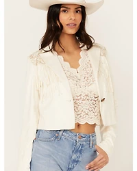 Shyanne Women's Embellished Fringe Faux Suede Blazer
