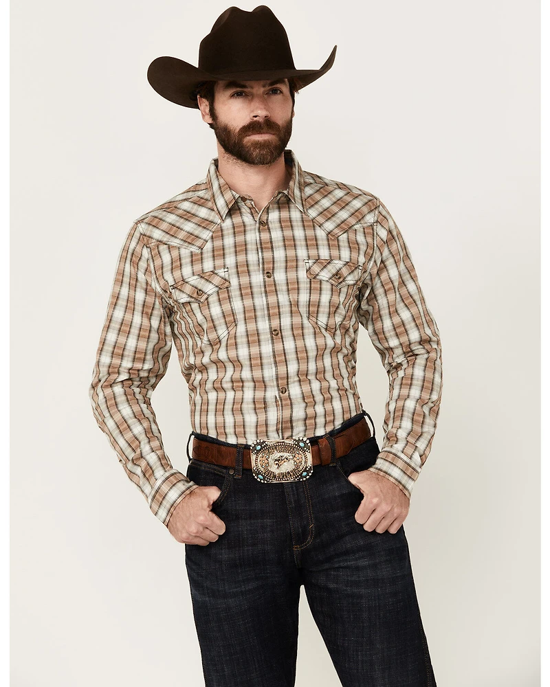 Cody James Men's Last Hurdle Plaid Print Long Sleeve Button-Down Stretch Western Shirt