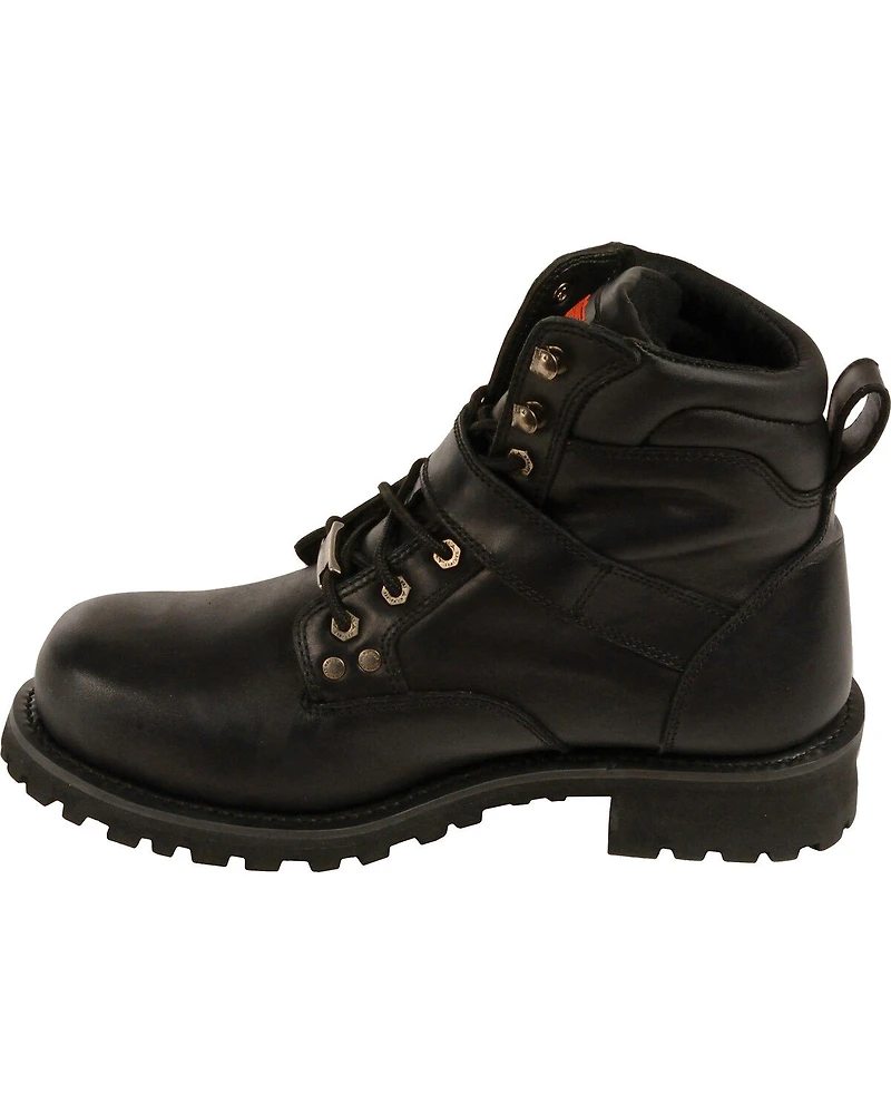 Milwaukee Leather Men's 6" Side Buckle Boots - Round Toe