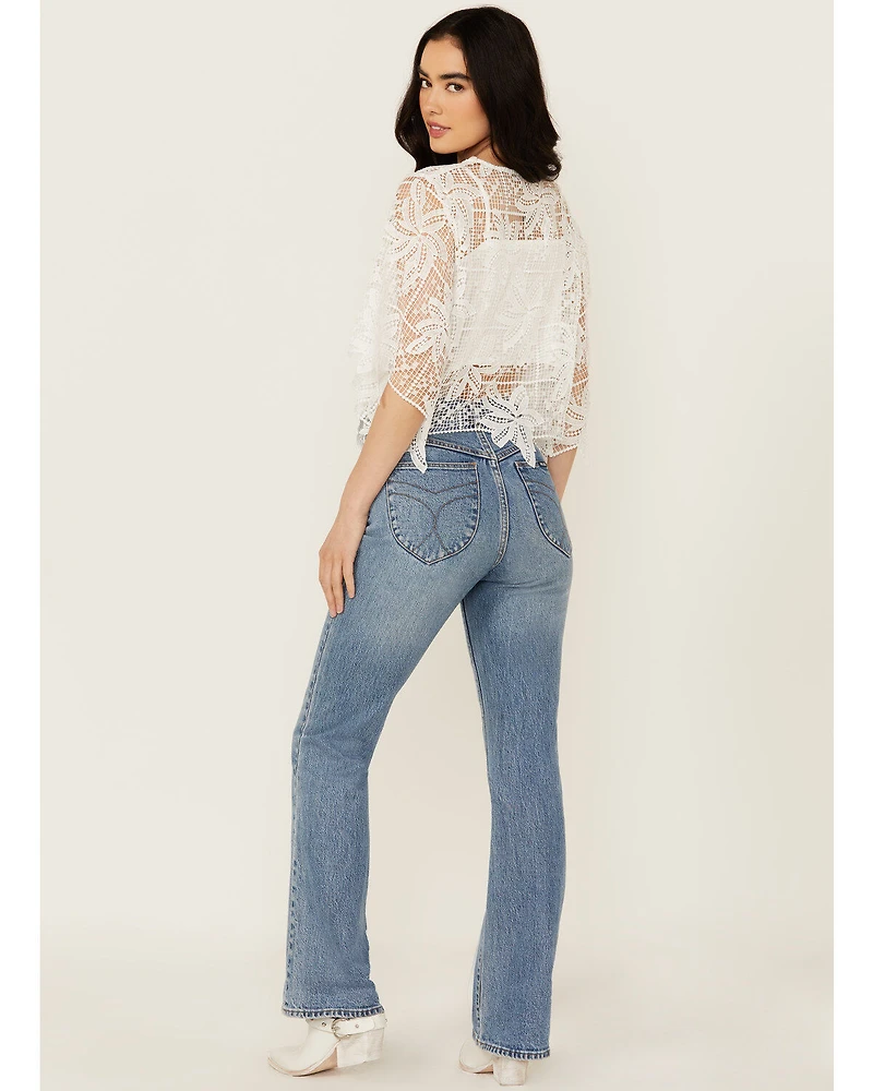 Rolla's Women's Boot Barn Exclusive Salty Medium Wash High Rise Duster Bootcut Stretch Denim Jeans
