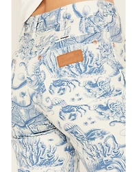 Wrangler Women's High Rise Nautical Print Wanderer Flare Jeans
