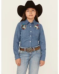Roper Girls' Western Long Sleeve Button-Down Denim Shirt