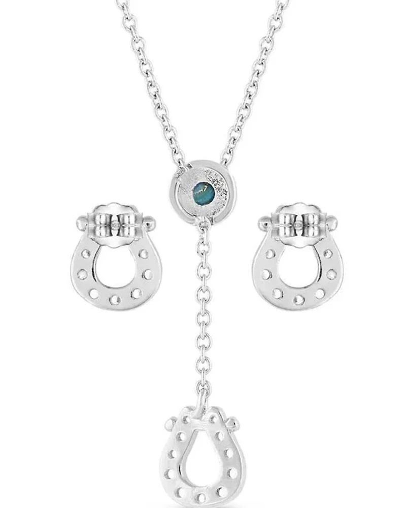 Montana Silversmiths Women's Infinite Luck Turquoise Stone Jewelry Set - 2 Piece