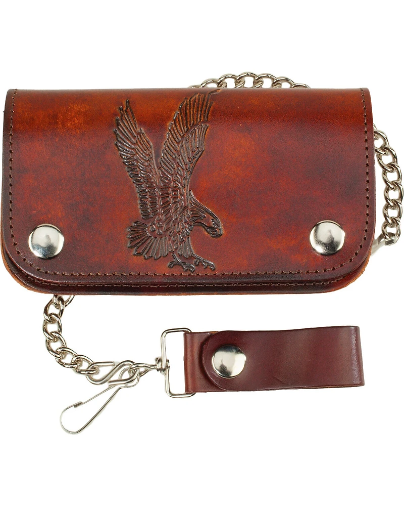 Western Express Men's Brown Leather Eagle Biker Wallet *DISCONTINUED*