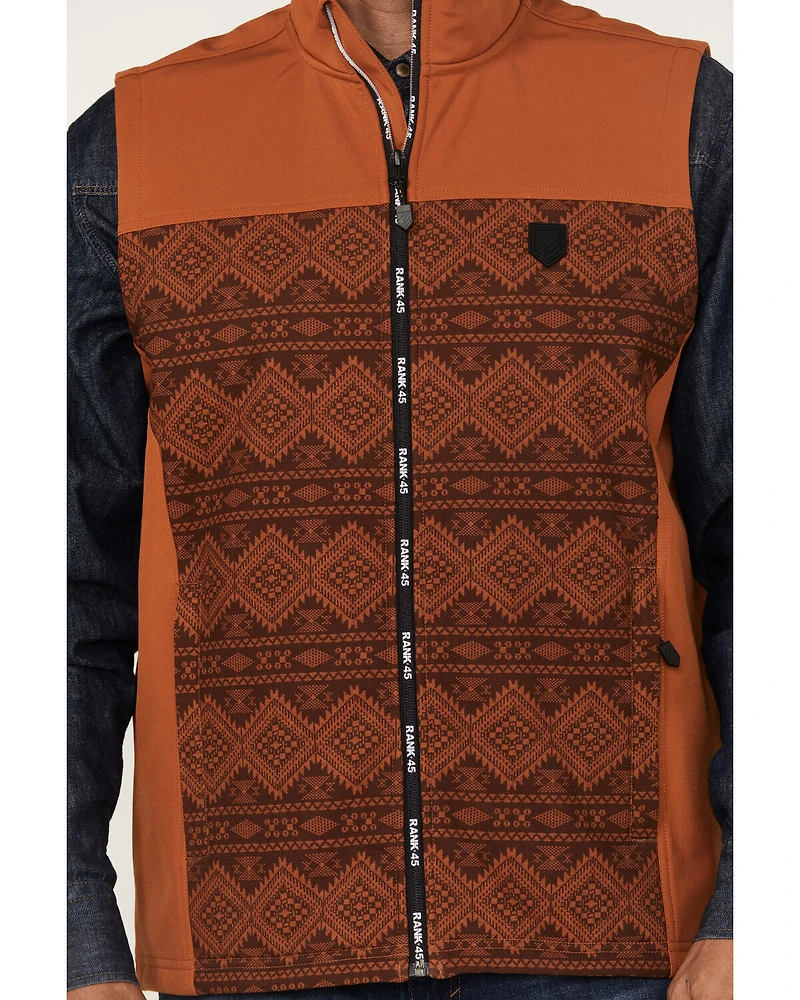 RANK 45® Men's Southwestern Print Color Block Softshell Vest